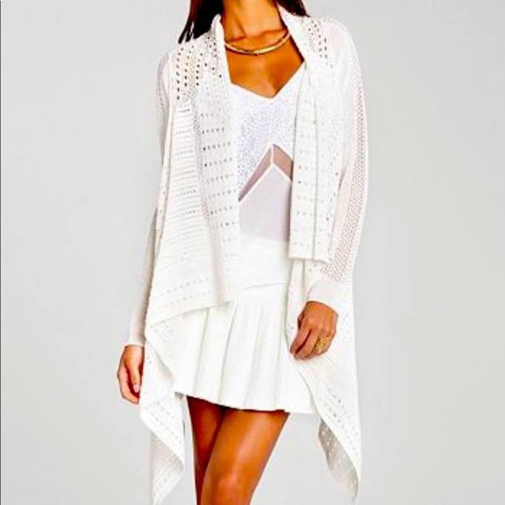 BCBGMaxAzria Off White Layla Pointelle Cardigan Sz S
